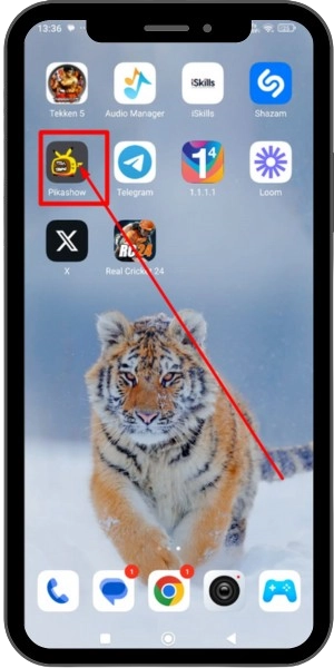 click on pikashow app icon